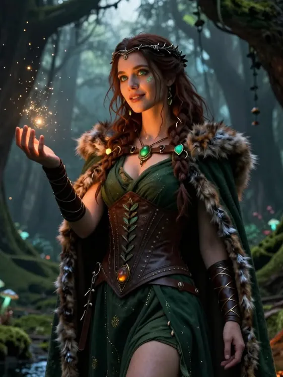 Fantasy elf AI girlfriend in a forest