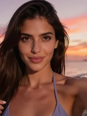 AI girlfriend on a beach at sunset